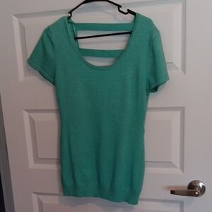 Deb Mint Green Short Sleeve Scoop Neck Top with Back Straps